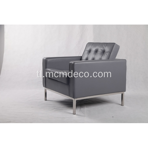 Gray Leather Knoll Sofa.